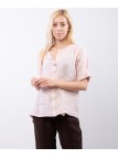 Blusa in Lino Scollo V con Bottone