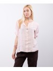 Blusa in Lino Scollo V con Bottone