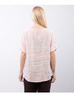 Blusa in Lino Scollo V con Bottone