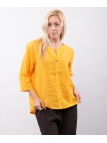 Blusa in Lino Scollo V con Bottone