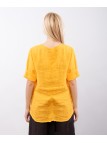 Blusa in Lino Scollo V con Bottone