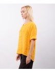 Blusa in Lino Scollo V con Bottone