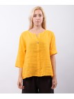 Blusa in Lino Scollo V con Bottone