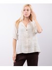 Blusa in Lino Scollo V con Bottone
