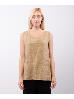 Top Lino Jacquard Smanicato