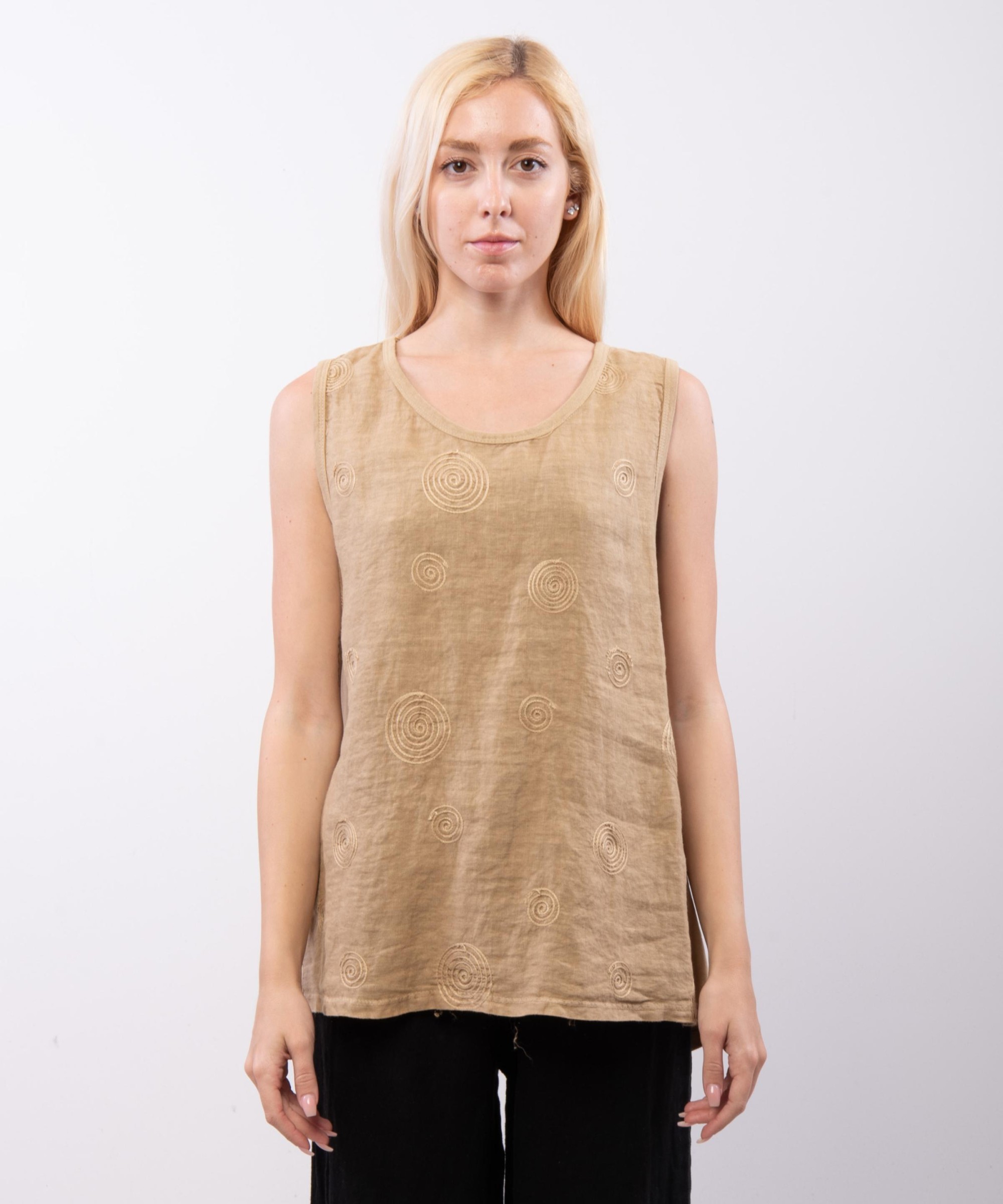 Top Lino Jacquard Smanicato