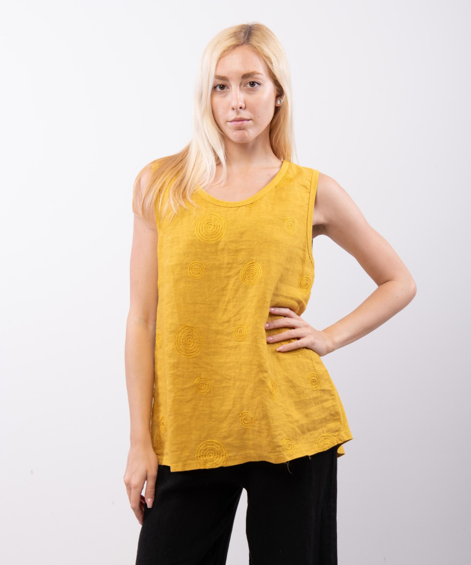 Top Lino Jacquard Smanicato