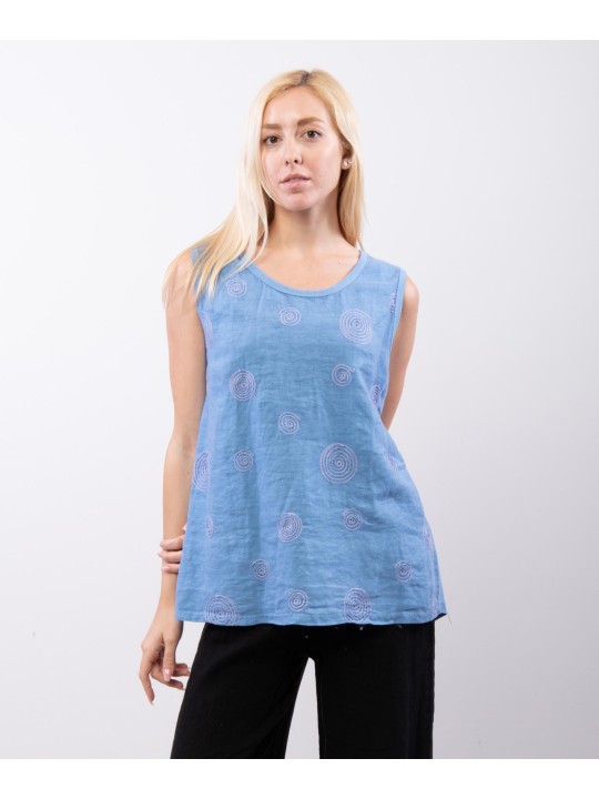 Top Lino Jacquard Smanicato