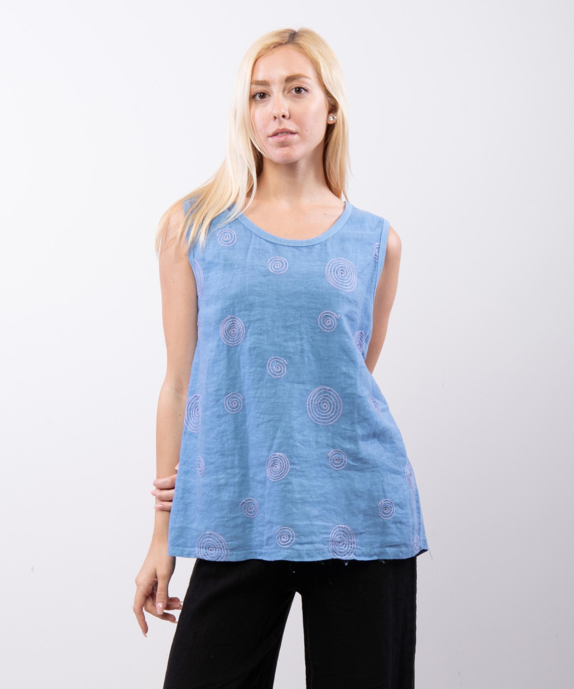 Top Lino Jacquard Smanicato