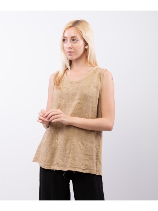 Top Lino Jacquard Smanicato