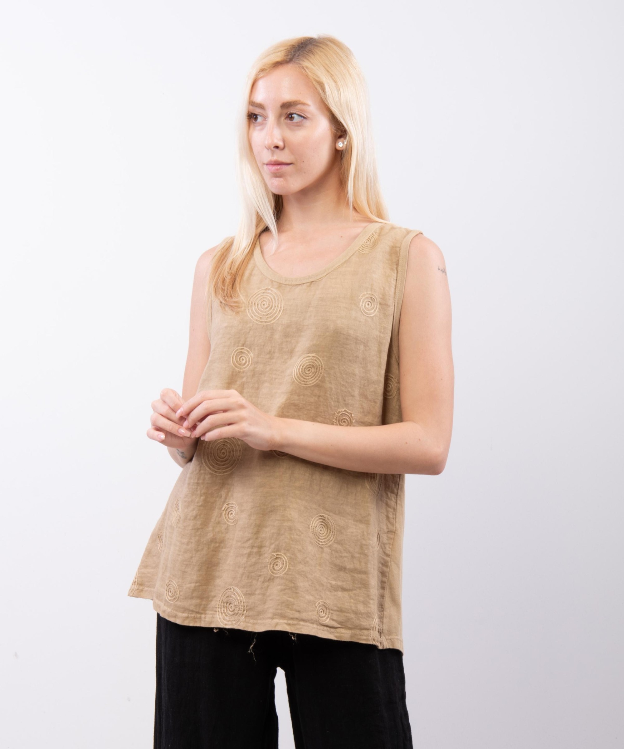 Top Lino Jacquard Smanicato