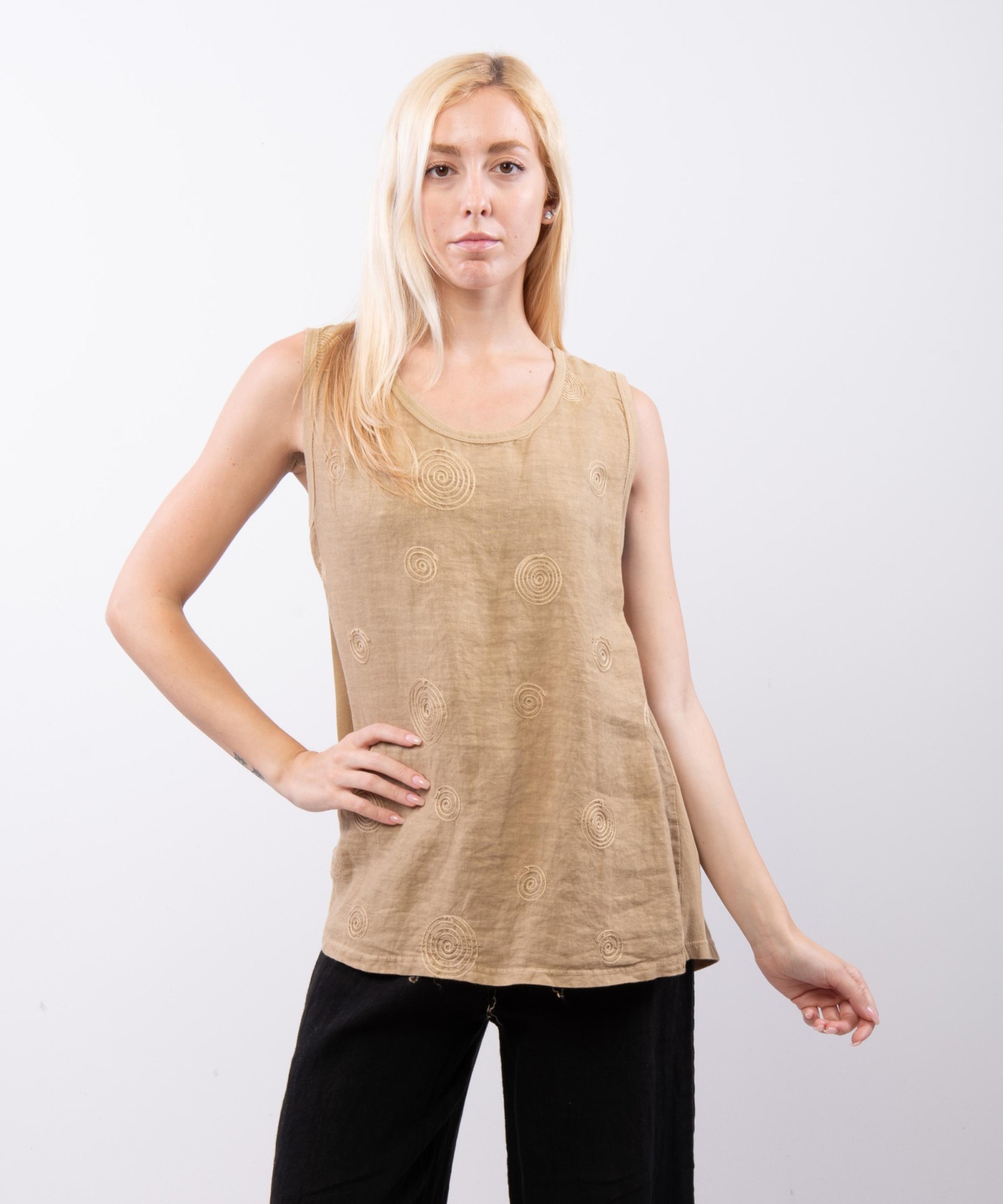 Top Lino Jacquard Smanicato