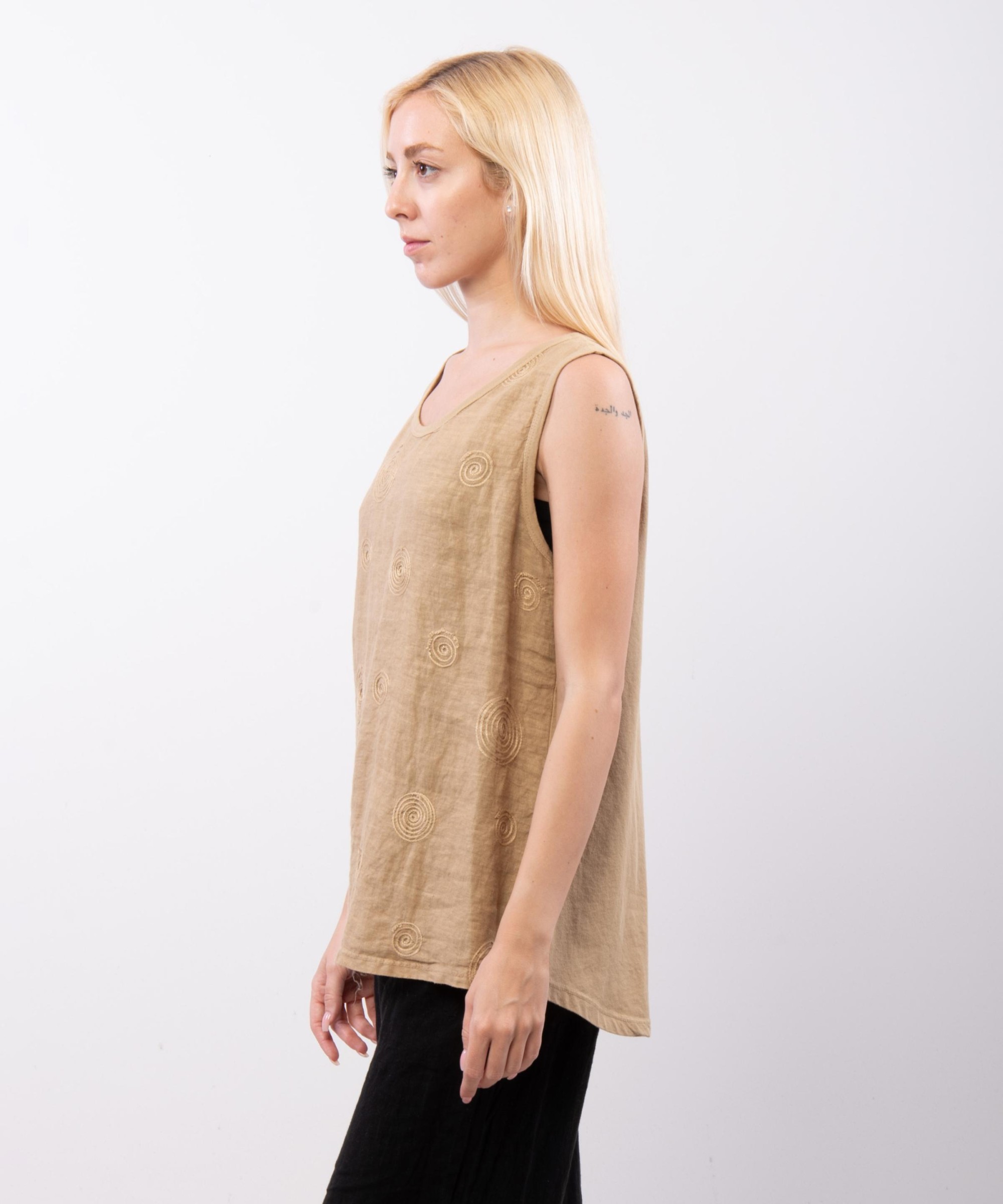 Top Lino Jacquard Smanicato