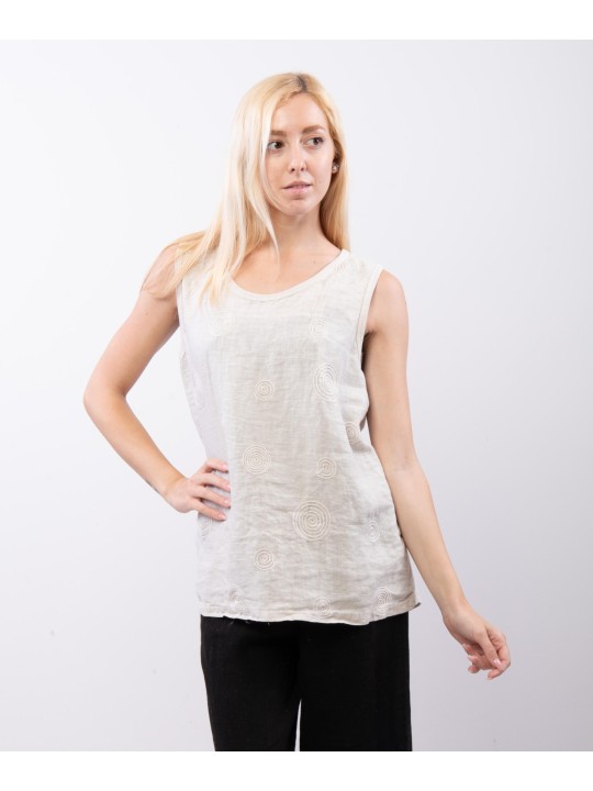 Top Lino Jacquard Smanicato