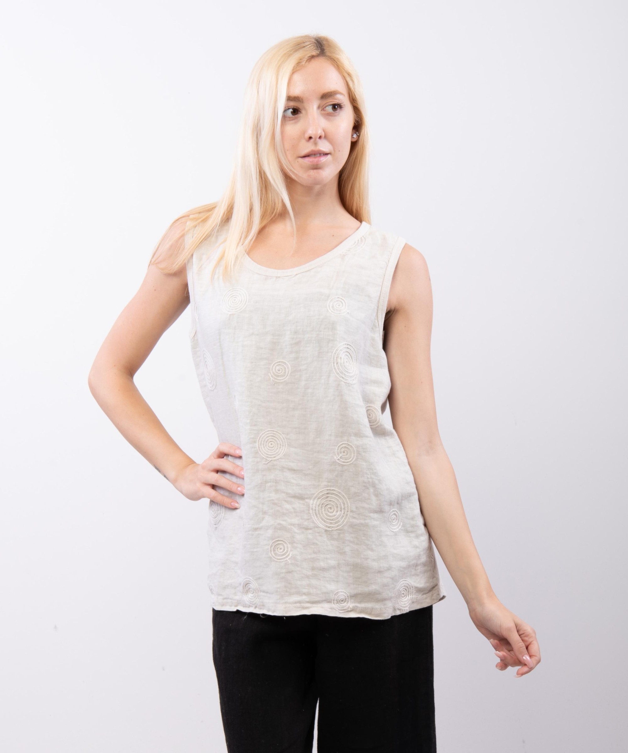 Top Lino Jacquard Smanicato