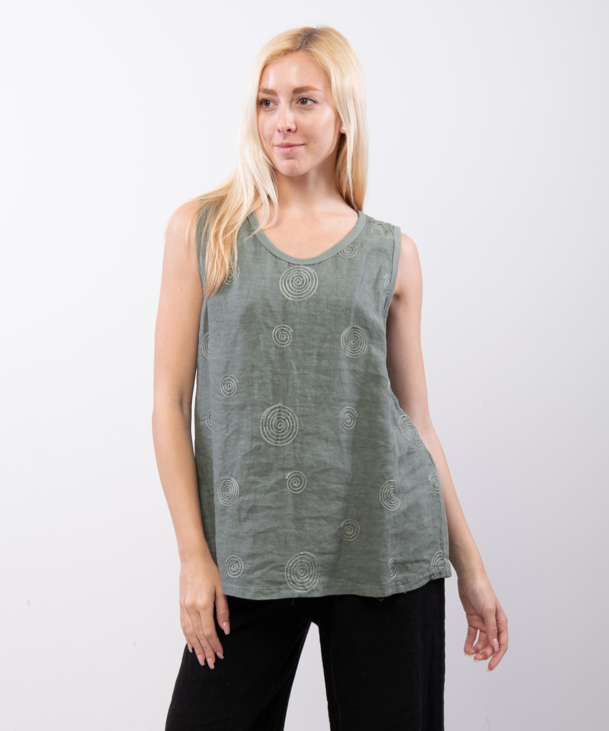 Top Lino Jacquard Smanicato