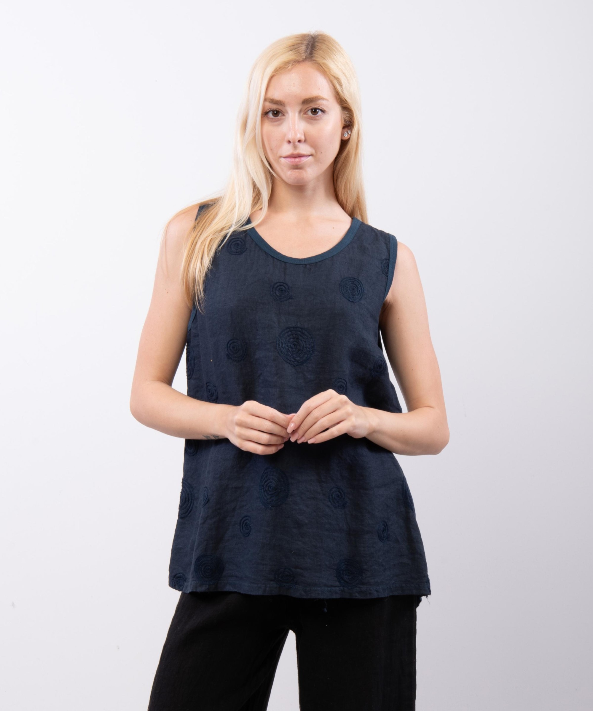 Top Lino Jacquard Smanicato