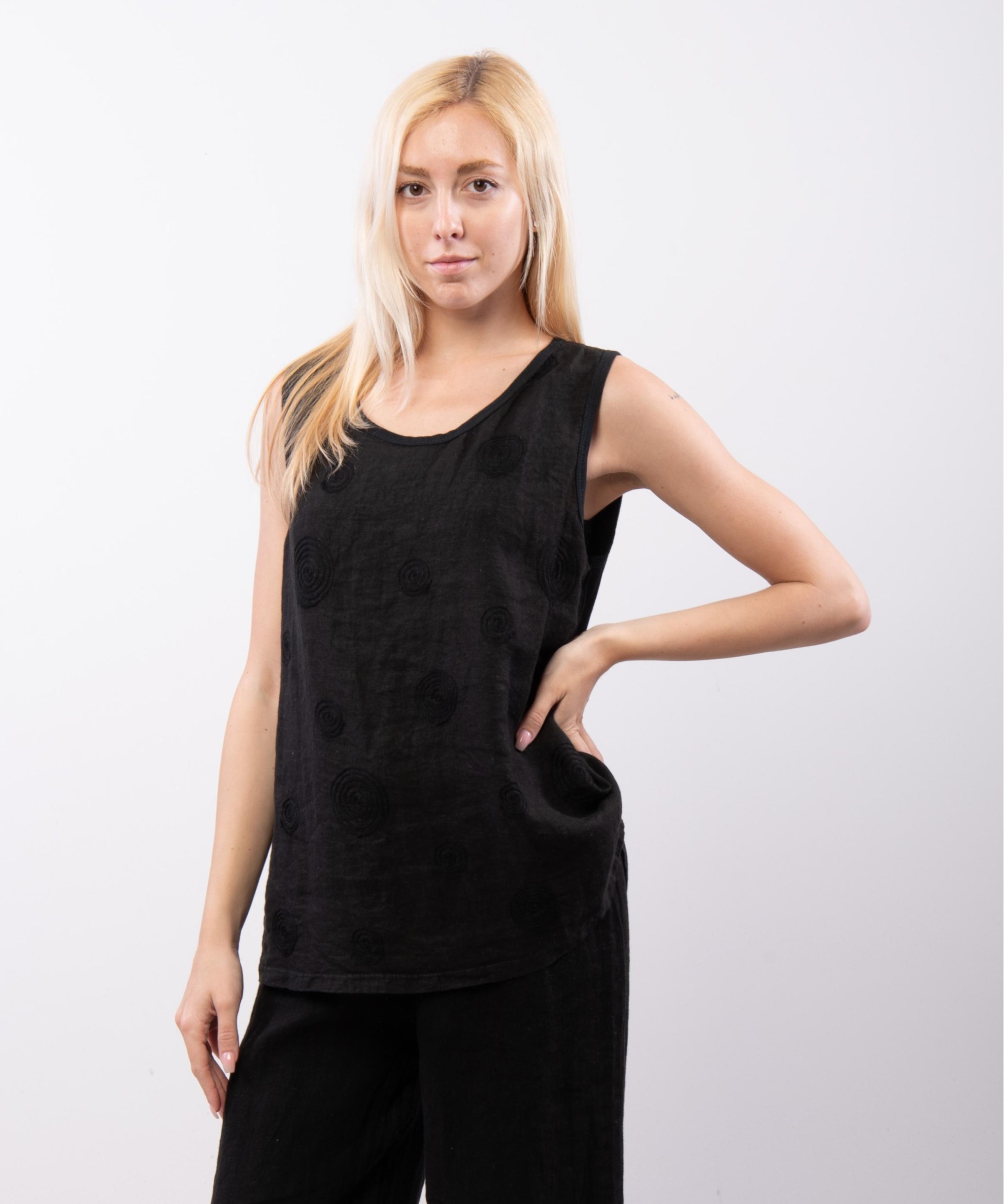 Top Lino Jacquard Smanicato