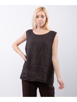 Canottiera Lino con Bottone Posteriore