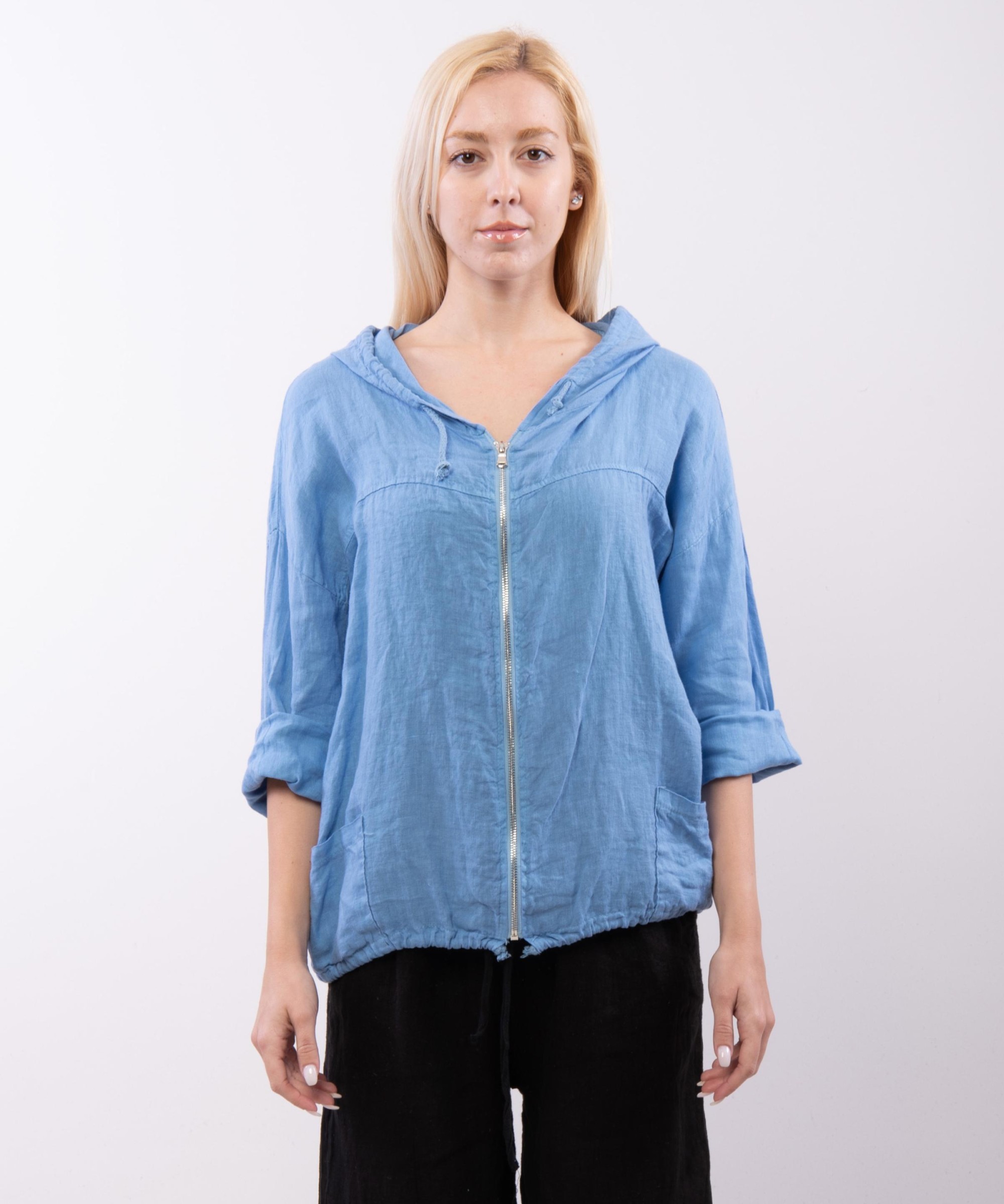 Giacca in Lino Corta con Cappuccio