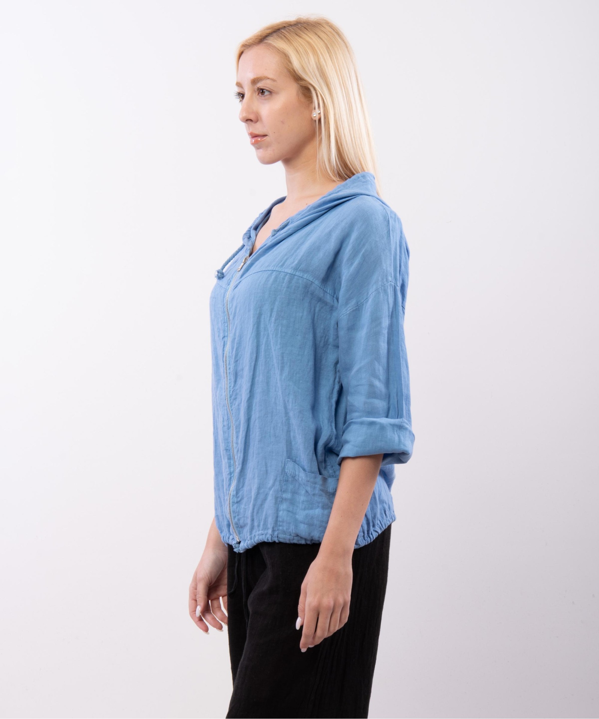 Giacca in Lino Corta con Cappuccio