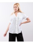 camicia con collo alla coreana a righe