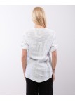 camicia con collo alla coreana a righe