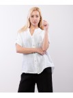 camicia con collo alla coreana a righe