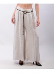 pantalone a palazzo in lino con cintura