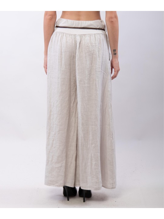 pantalone a palazzo in lino con cintura