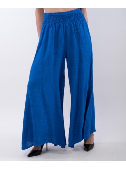 Pantalone a Zampa Lino con Elastico in Vita