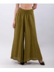 Pantalone a Zampa Lino con Elastico in Vita