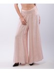 Pantalone a Zampa Lino con Elastico in Vita