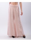 Pantalone a Zampa Lino con Elastico in Vita