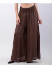 Pantalone a Zampa Lino con Elastico in Vita