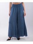 Pantalone a Zampa Lino con Elastico in Vita
