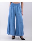 Pantalone a Zampa Lino con Elastico in Vita