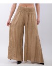 Pantalone a Zampa Lino con Elastico in Vita