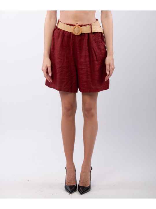 shorts di lino con cintura