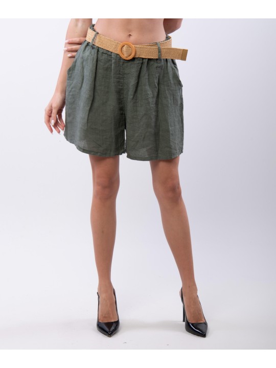 shorts di lino con cintura