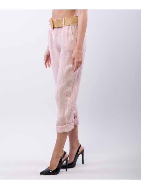 Pantalone lino con cintura