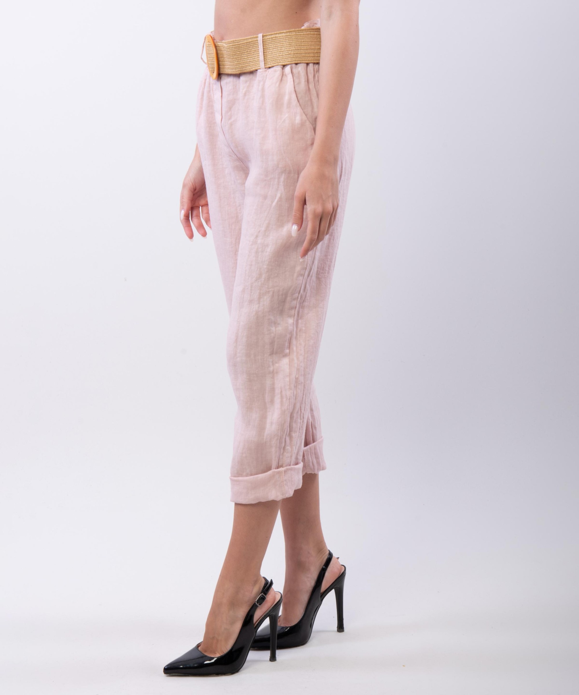 Pantalone lino con cintura