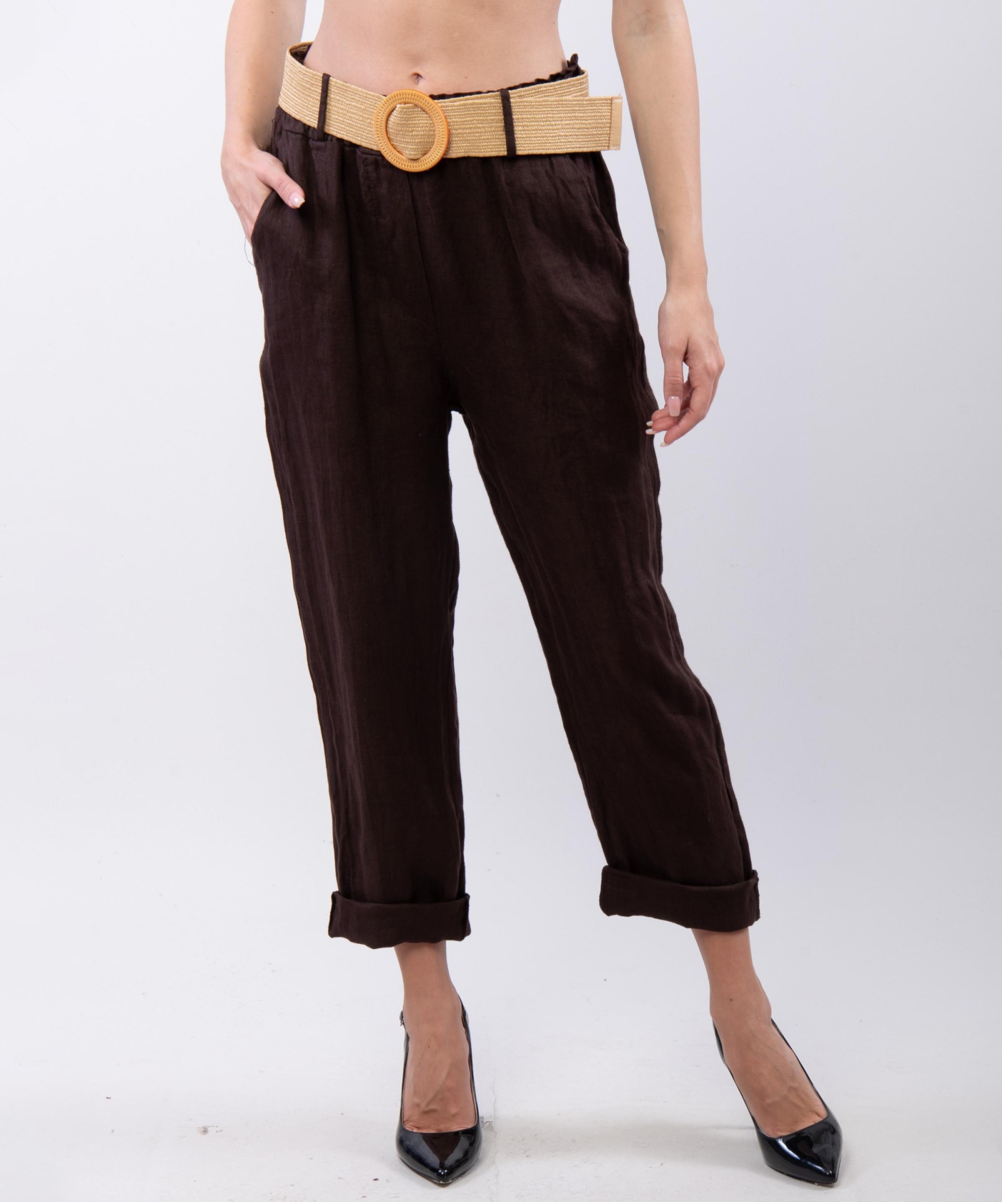 Pantalone lino con cintura