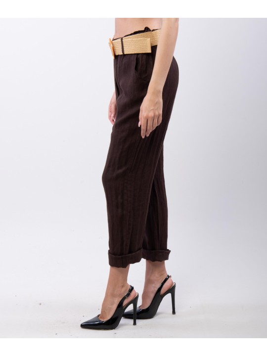 Pantalone lino con cintura