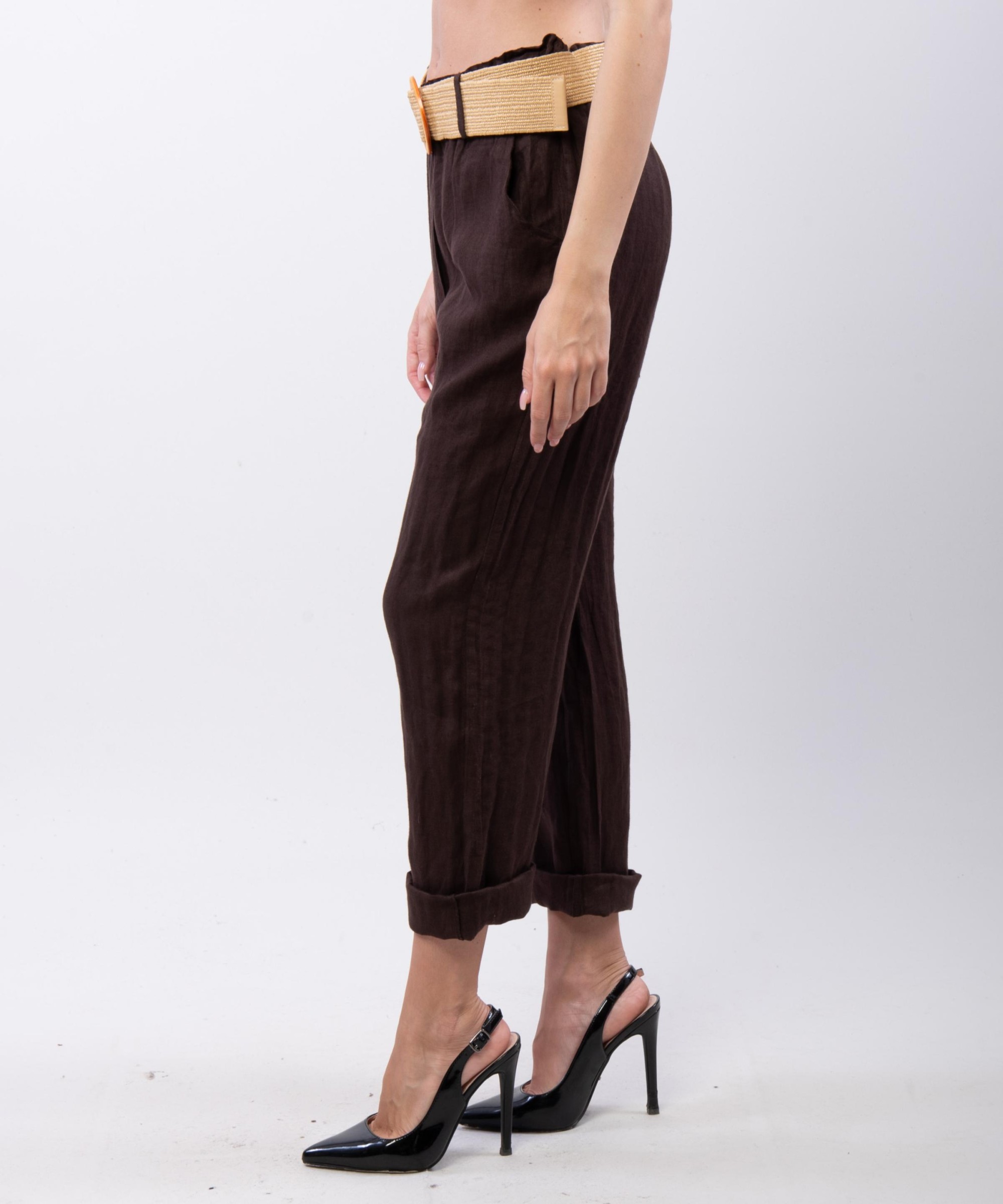 Pantalone lino con cintura