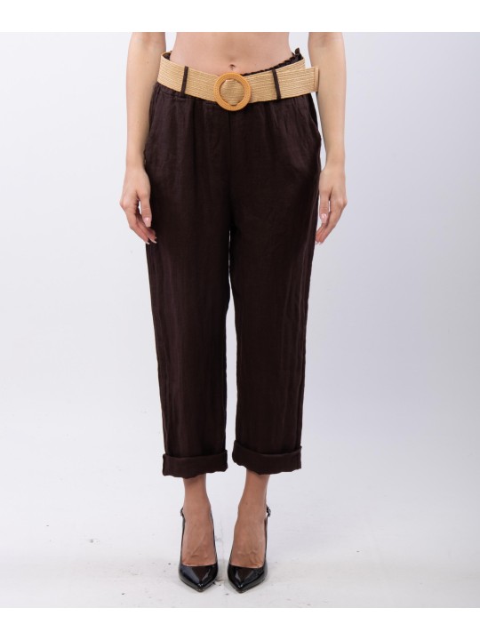 Pantalone lino con cintura