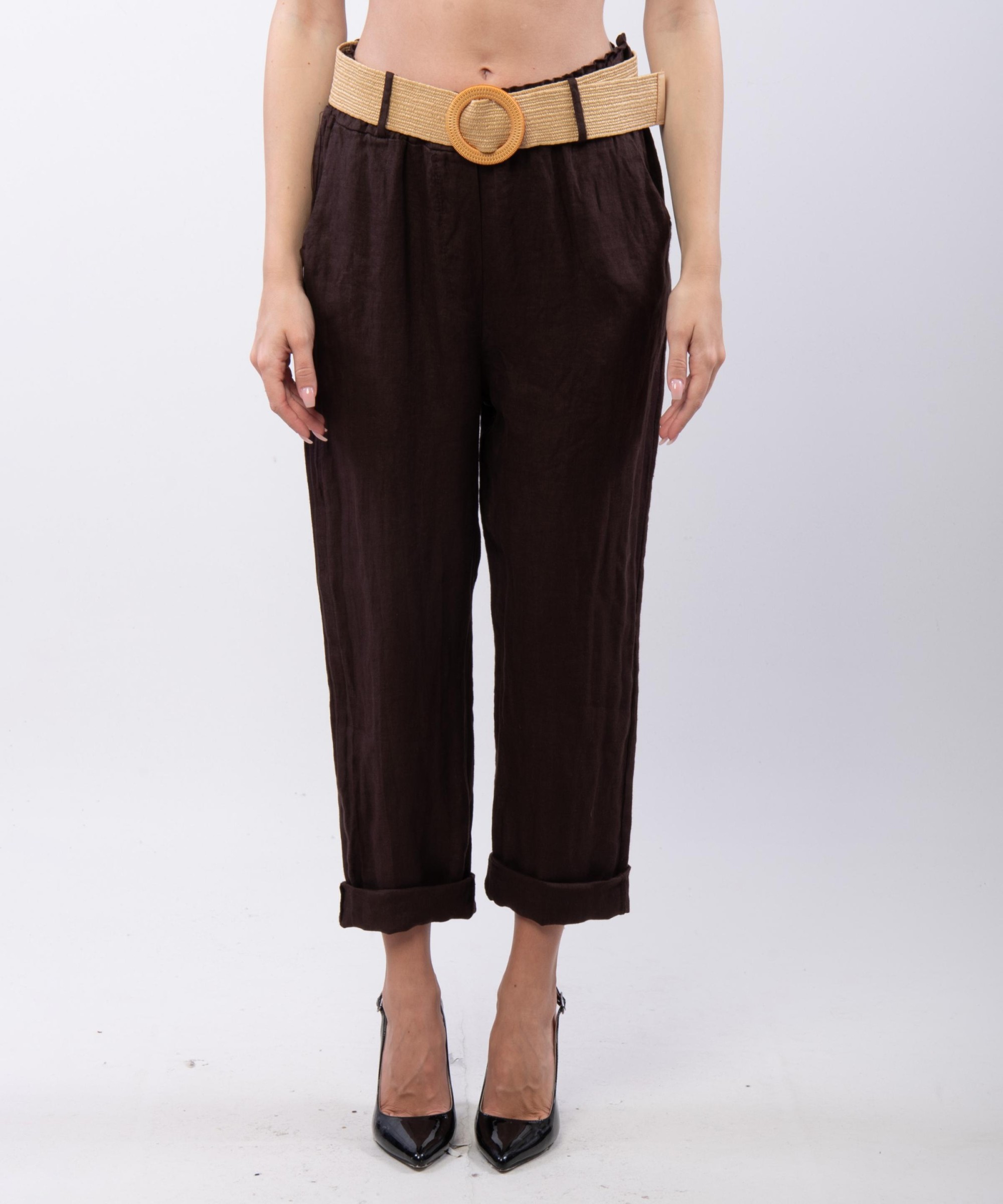 Pantalone lino con cintura