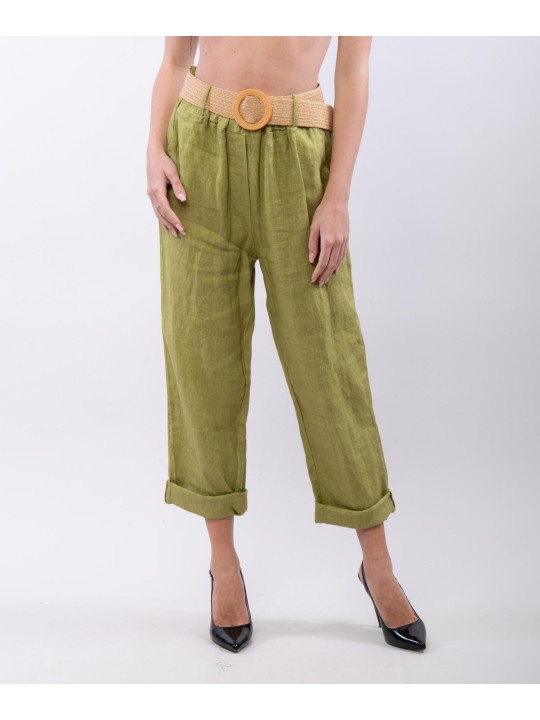 Pantalone lino con cintura