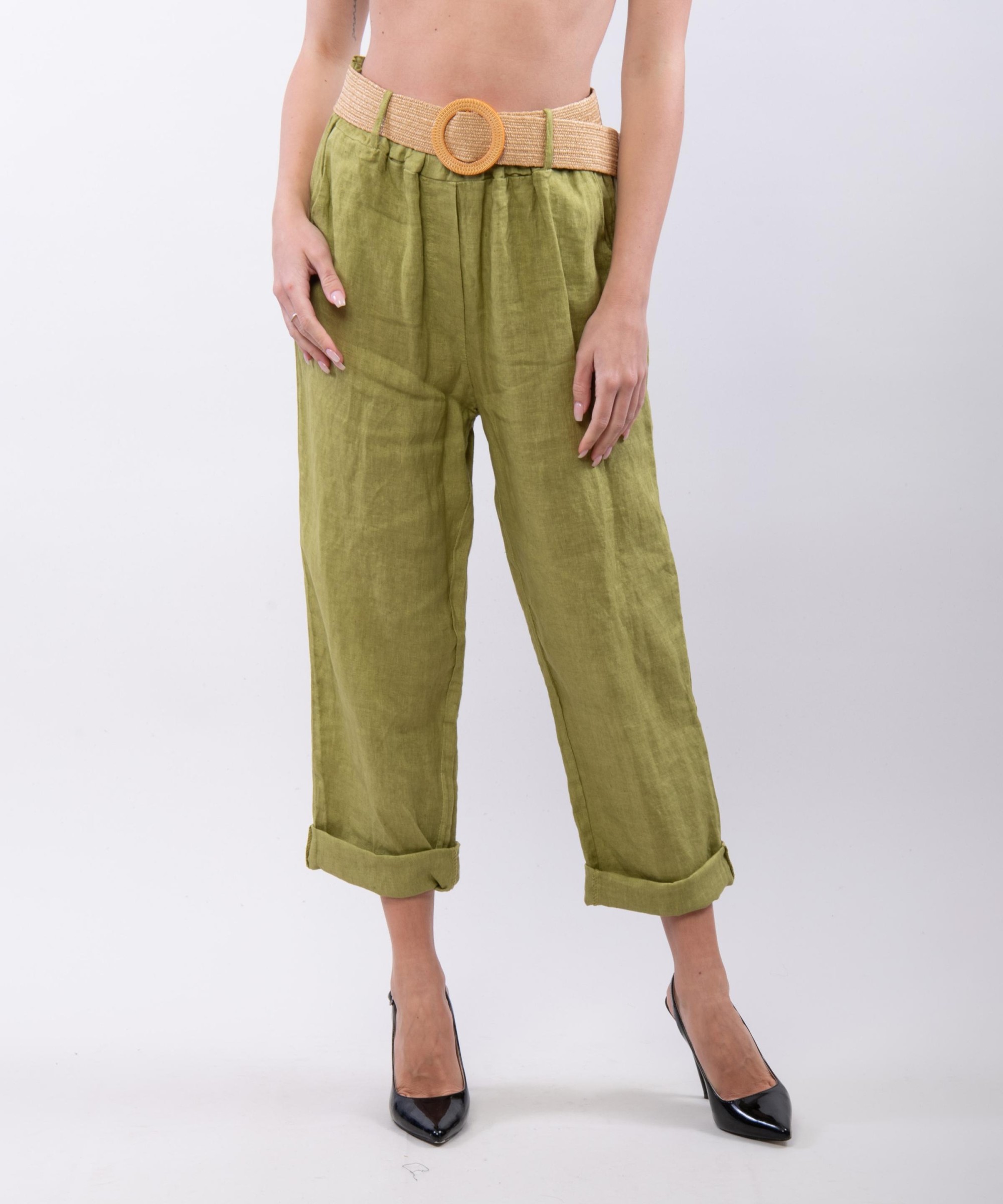 Pantalone lino con cintura