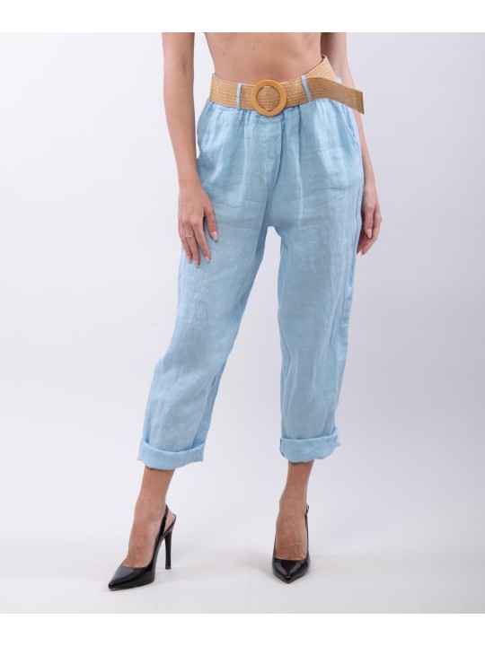 Pantalone lino con cintura
